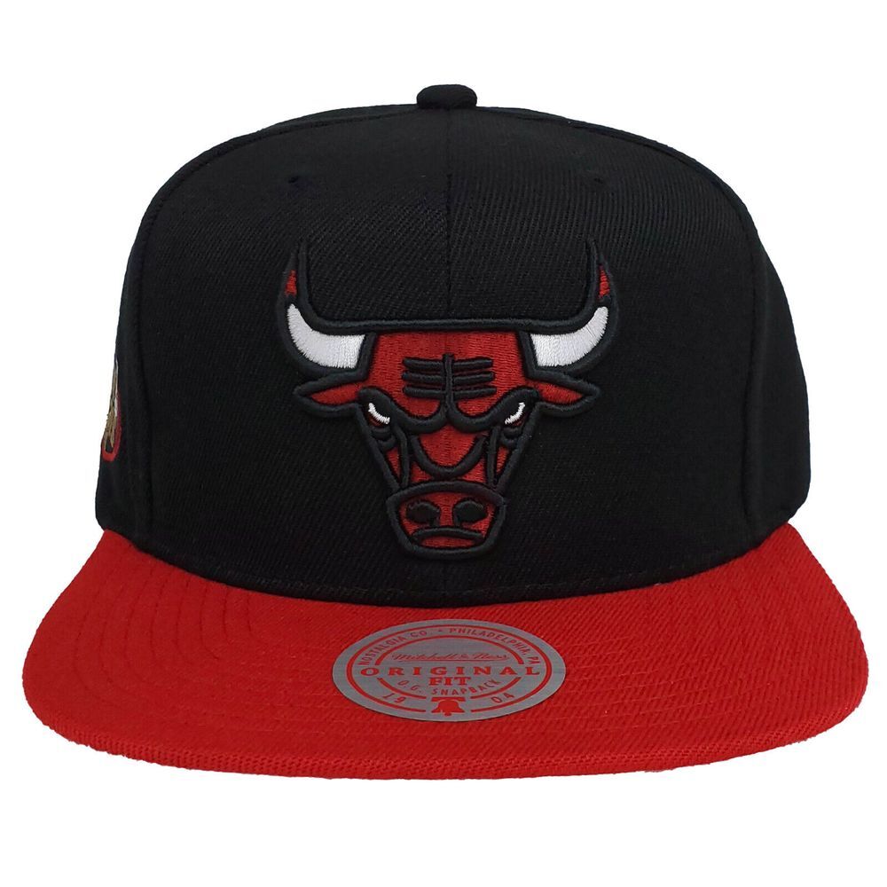 Chicago Bulls Mitchell & Ness NBA Snapback Hat Cap 3D Logo Side Logo‎ Black NWT